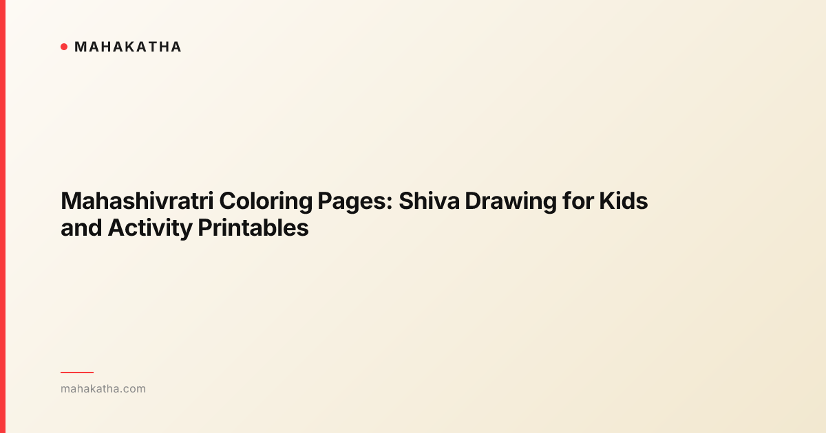 Mahashivratri Coloring Pages: Shiva Drawing for Kids and Activity Printables